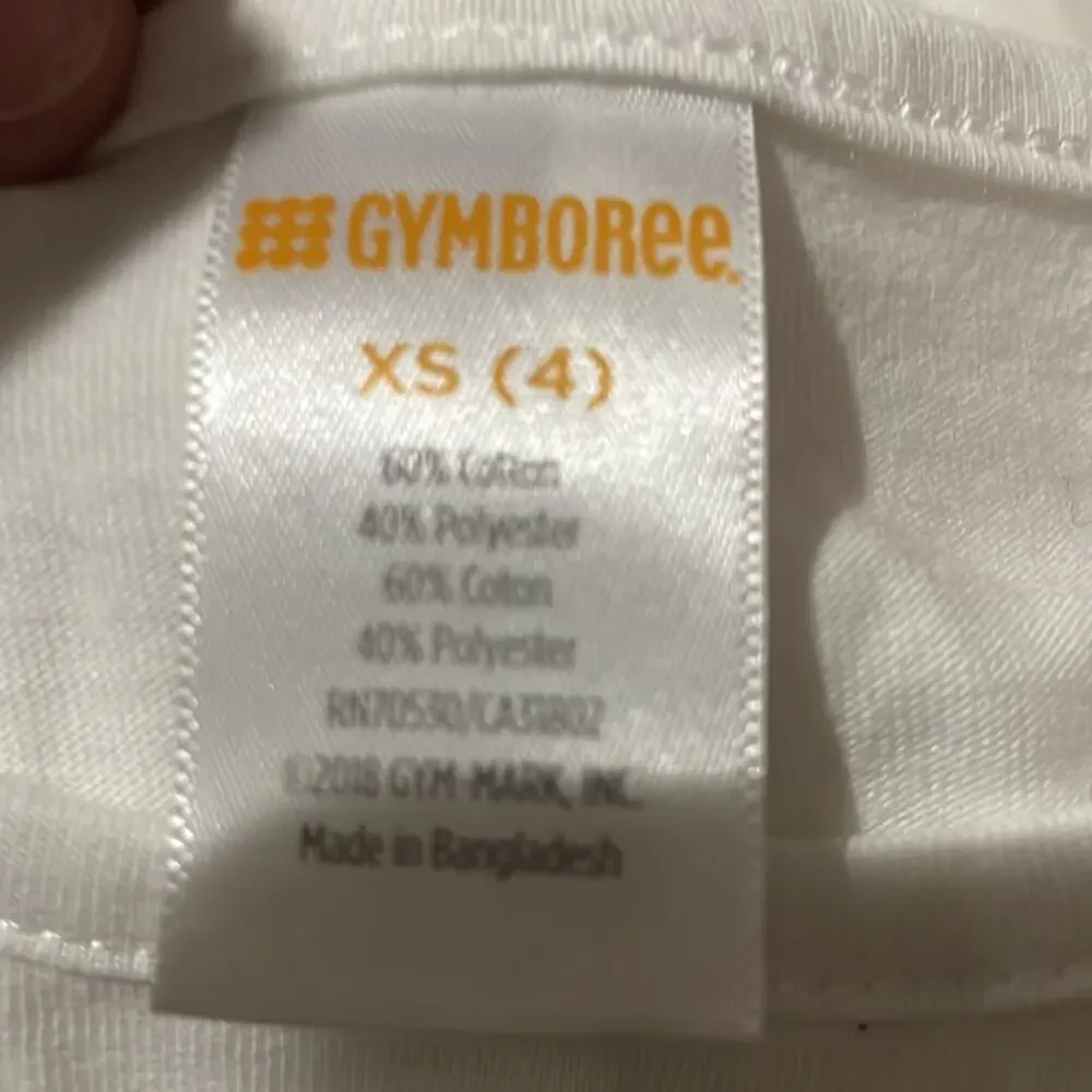 Gymboree xs 4 long sleeve white t with graphic masked girl euc worn once